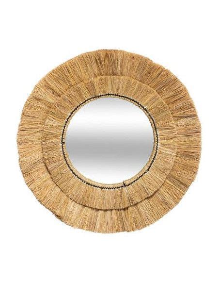 Miroir Rond Safari En Raphia D Cm Beige