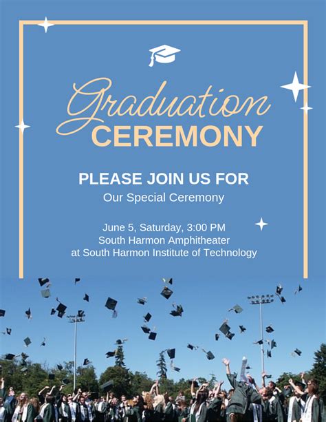 Light Blue Modern Graduation Ceremony Flyer