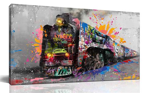 Amazon.com: JKWALL77 Graffiti Train Wall-Art - Banksy Canvas Wall Art ...