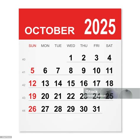 Vetores de Calendário Outubro 2025 e mais imagens de 2025 - 2025, A ...