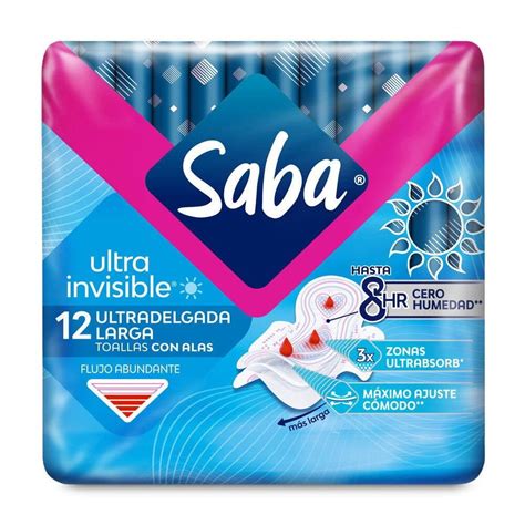 Toallas Femeninas Saba Ultra Invisible Ultradelgada Larga Con Alas