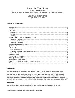 Fillable Online Csl Mtu Usability Test Plan Michigan Technological