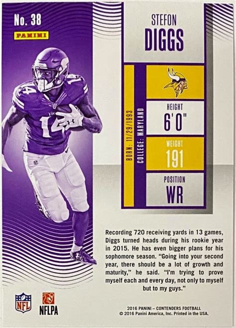 Stefon Diggs Panini Contenders Football Minnesota Vikings Season