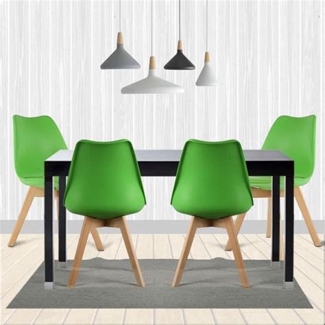 Lot De Chaises Style Scandinave Catherina Vert Chaises Tabouret