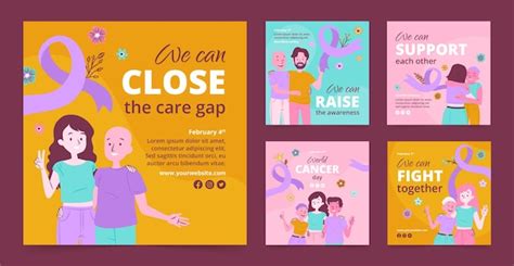 Premium Vector World Cancer Day Awareness Instagram Posts Collection