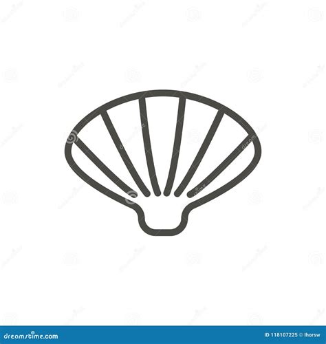 Shell Icon Vector Line Sea Shell Symbol Isolated Trendy Flat Outline