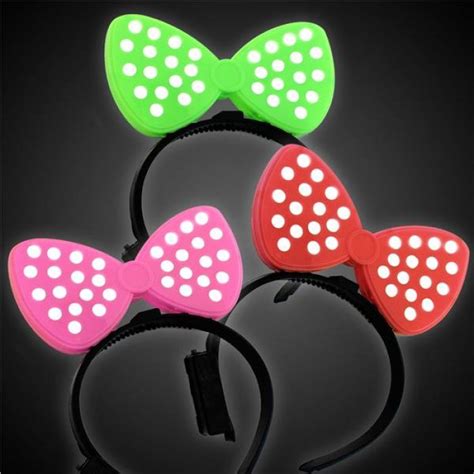 LED Polka Dot Bow Headbands Per 12 Pack GlowUniverse