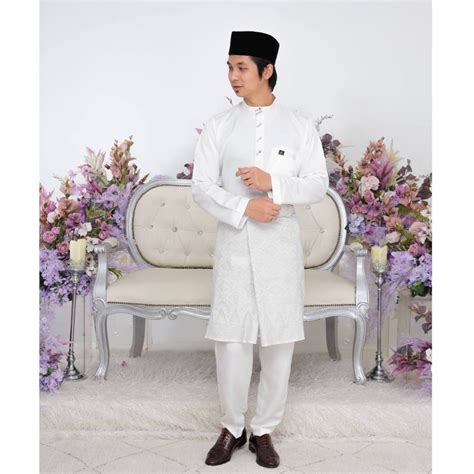 Baju Melayu Warna Off White Dewasa Ayah Anak Cutting Moden Regular