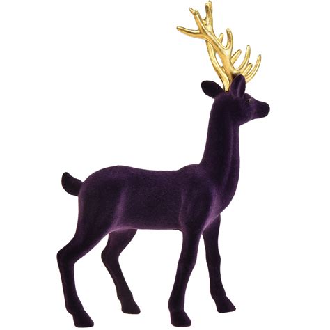 Floristik De Deko Hirsch Rentier Violett Gold Dekofigur Beflockt H Cm