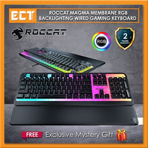 Roccat Magma Membrane Rgb Backlight Aimo Lighting Wired Gaming Keyboard