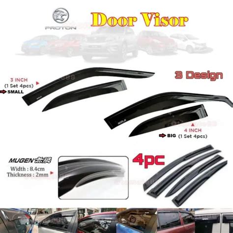 Proton Door Visor Big Small Mugen 4PCS Wira Waja Persona Saga Vvt