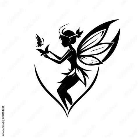 Fairy Silhouette Illustration Fairy Logo Icon Design Illustration