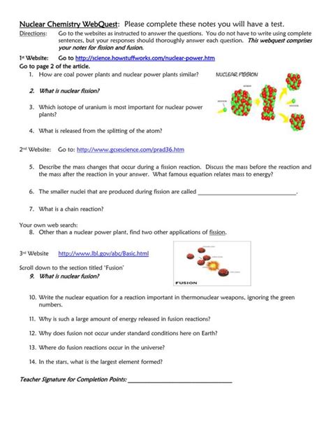 Nuclear Fission And Fusion Fission And Fusion Worksheet For Phase For