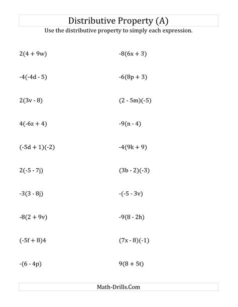 Properties Worksheets