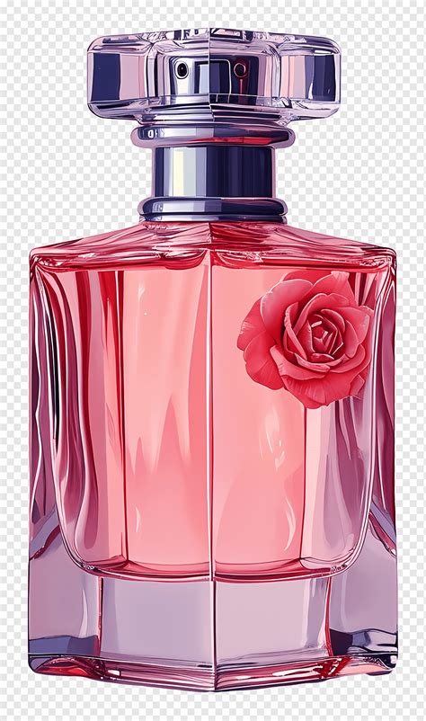 Red Rose In Pink Perfume Bottle Png Pngwing