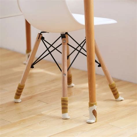 4pcs Chair Leg Socks Cloth Floor Protection Knit Wool Non Slip Table