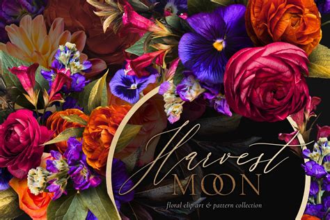 Harvest Moon Floral Clip Art Kit - Design Cuts