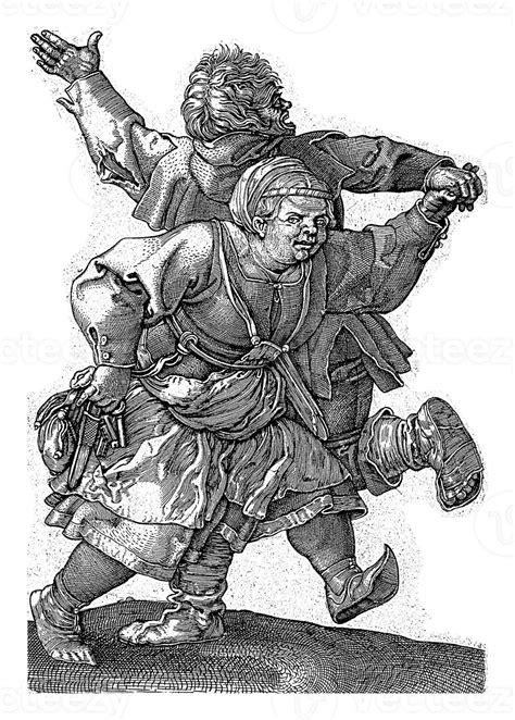 Dancing Peasant Couple Hieronymus Wierix Attributed To After Albrecht