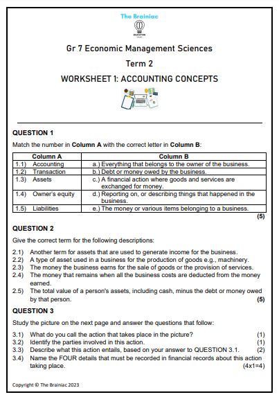 Gr 7 Ems Worksheets Term 2