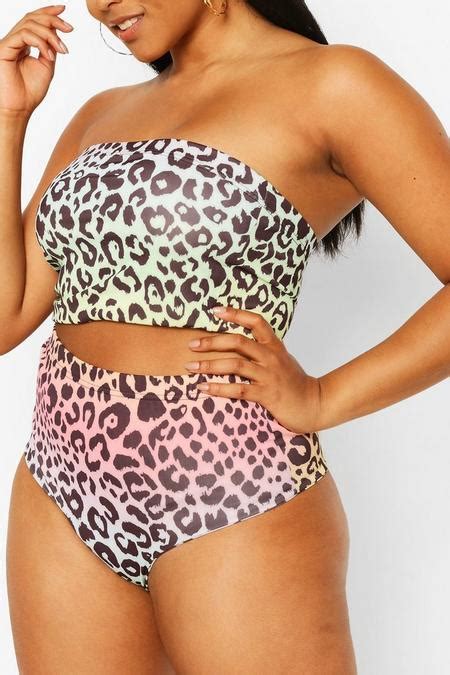 Boohoo Ombre Bikini z wysokim stanem w panterkę 50 OVERLOOK OVERLOOK