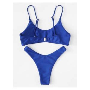 Mbm Unlimited Swim Solid Blue High Leg Cheeky Bikini Set Poshmark