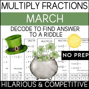 Multiplying Fractions with March-Themed Riddles - NO PREP | TPT