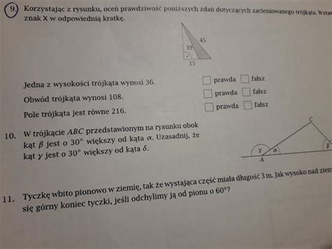 Zad 9 Korzystając z rysunku oceń prawdziwość poniższych zdań