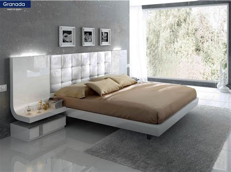 Glossy White King Bedroom Set 3Pcs Contemporary Made in Spain ESF ...