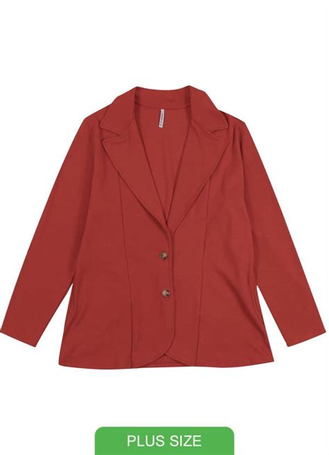 Blazer Plus Size Em Moletom Marrom Habana