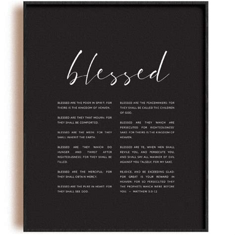 The Beatitudes Matthew Bible Verse Wall Art Christian Etsy