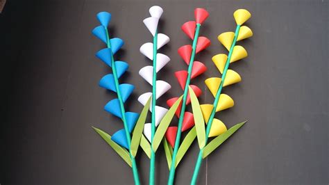 Diy How To Make Beautiful Paper Flower Stick For Room Decoration