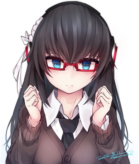 Safebooru 1girl Absurdres Black Hair Black Necktie Blue Eyes Blush Buttons Cardigan Dated