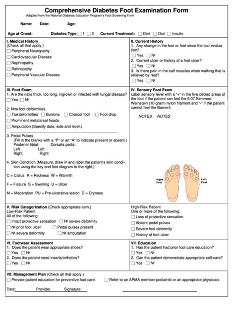 Top 5 Diabetic Foot Exam Form Templates free to download in PDF format