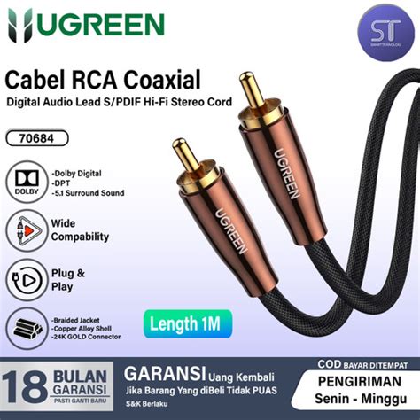 Jual UGREEN Kabel Digital Audio Coaxial SPDIF RCA AV Male To Male 70684