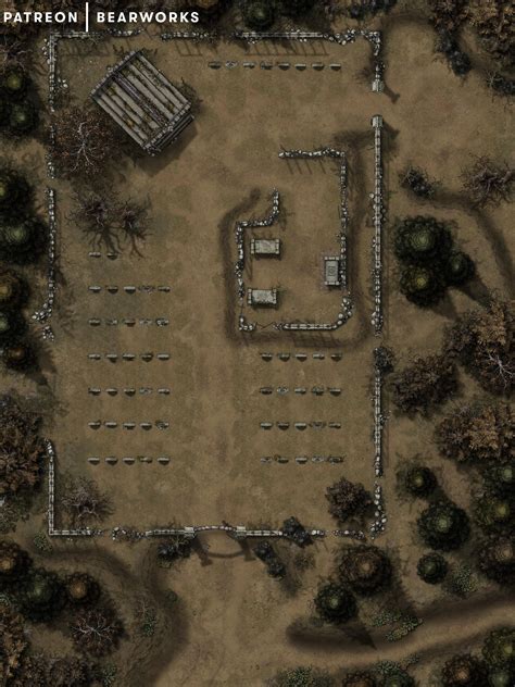 Abandoned Cemetery And Crypt Battlemap [art][oc] R Dnd