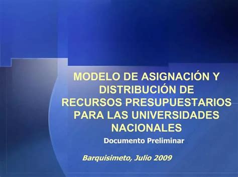 PPT MODELO DE ASIGNACI N Y DISTRIBUCI N DE RECURSOS PRESUPUESTARIOS