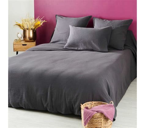 Housse De Couette Gaze De Coton X Cm Anthracite Housse De