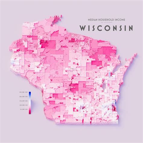 Median Household Income Map Of Wisconsin By Census Maps On The Web