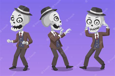 Premium Vector | Halloween illustration funny skeletons dancing isolated