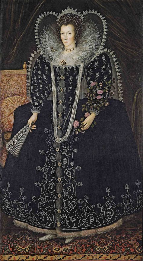 English School Circa 1595 1605 Portrait Of A Lady Traditionally