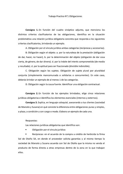 Trabajo Practico N1 Obligaciones Trabajo Practico N1 Obligaciones