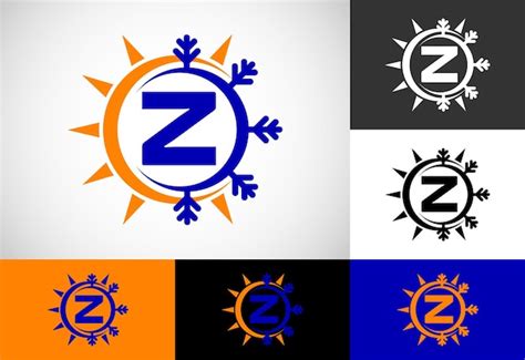 Premium Vector Initial Z Monogram Alphabet With Abstract Sun And Snow