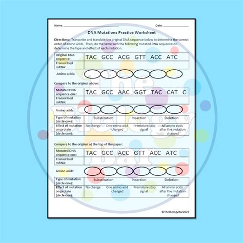 Mutation Practice Worksheet Printable And Digital Made By Teachers