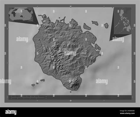 Marinduque, province of Philippines. Bilevel elevation map with lakes ...