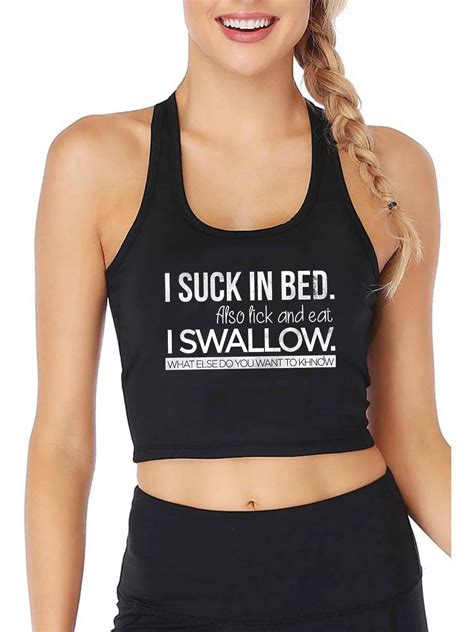 I Swallow Design Sexy Slim Fit Crop Top Hotwife Humorous Flirtation