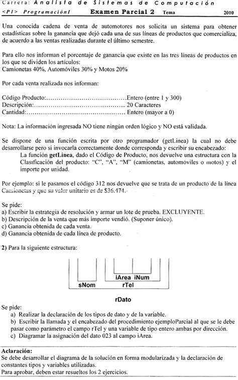 Instituto De Tecnologia ORT Programacion 1 2do Examen Parcial 2010