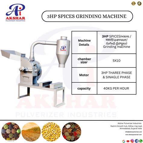 Blower Pulverizer Mild Steel 5 Hp Masala Powder Making Machine 50 Kg