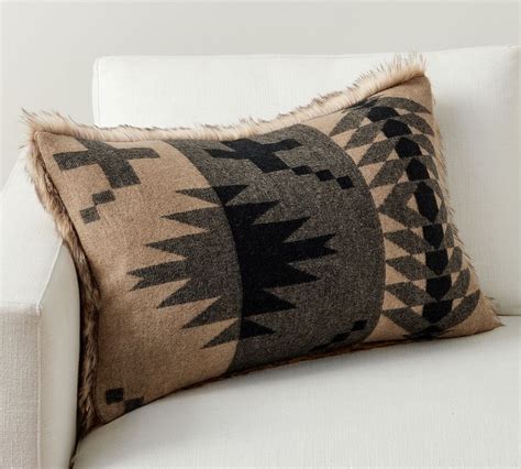 Faux Fur Pendleton Spider Rock Lumbar Pillow Pottery Barn