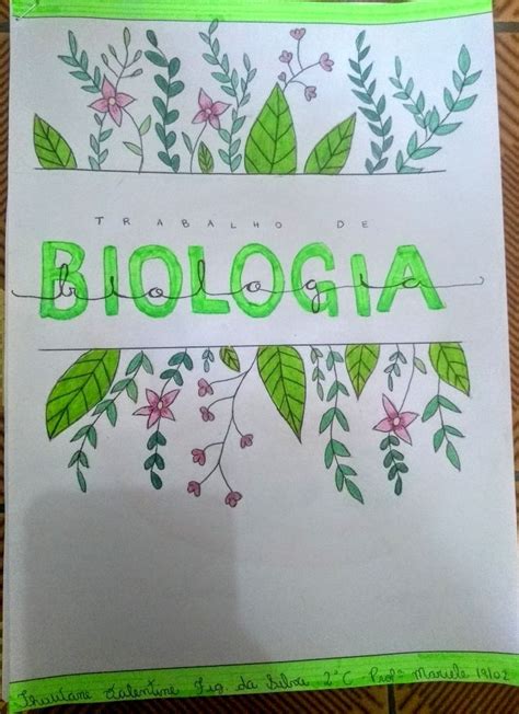 Capa De Trabalho Para Biologia Capa De Caderno Personalizada