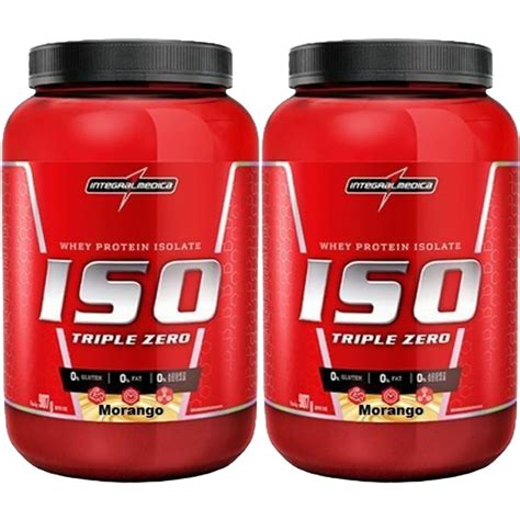 Kit 2X Whey Iso Triple Zero 907g Morango IntegralMédica OtimaNutri